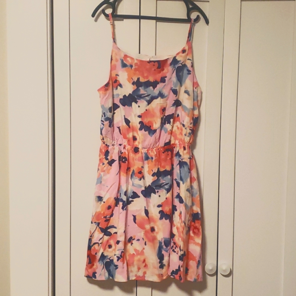 Floral Watercolor Thin Strapped Tank Dress